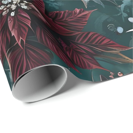 Poinsettia kerstinpakpapier cadeaupapier (Rol Hoek)