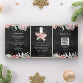 Poinsettia kerstkaarscode QR Code Black Weddenscha Drieluik Uitnodiging