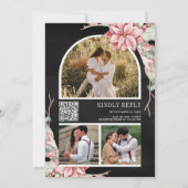 Poinsettia kerstkaarscode QR Code Black Weddenscha Kaart (Achterkant)