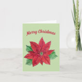 Poinsettia Kerstkaart - Mint Kaart (Voorkant)