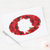 Poinsettia Kerstkrans Ovale Sticker (Envelop)