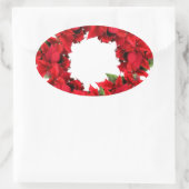 Poinsettia Kerstkrans Ovale Sticker (Tas)