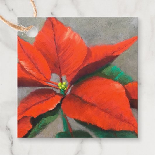 Poinsettia-kerstLabel Bedankjes Labels (Voorkant)