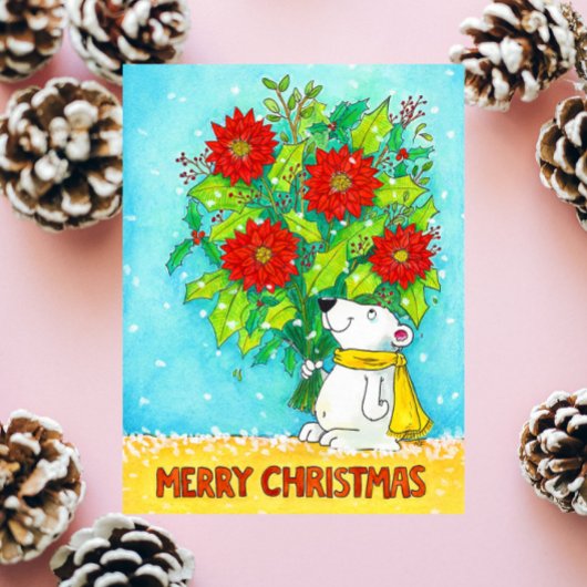 Poinsettia Kerstmis Beer Briefkaart