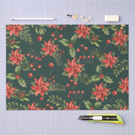 Poinsettia Kerstmis Bloemen Botanisch Tissuepapier (Craft)