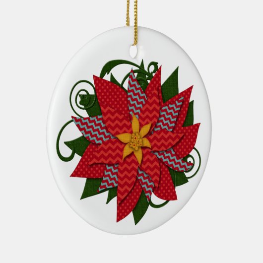 Poinsettia | Kerstmis die je personaliseert Keramisch Ornament (Rechts)