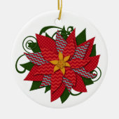 Poinsettia | Kerstmis die je personaliseert Keramisch Ornament (Voorkant)