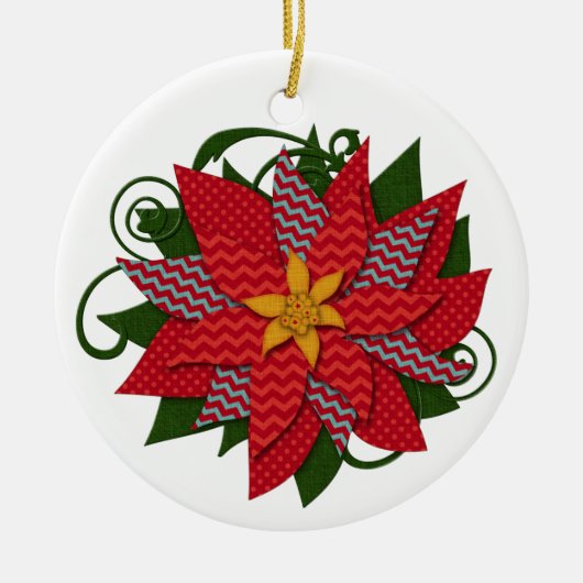 Poinsettia | Kerstmis die je personaliseert Keramisch Ornament (Voorkant)