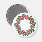 Poinsettia Kerstmis en Nieuwjaar aangepaste decor Magneet (Voorkant / Achterkant)