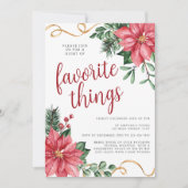 Poinsettia Kerstmis Favoriete Dingen Feest Kaart (Voorkant)