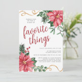 Poinsettia Kerstmis Favoriete Dingen Feest Kaart (Staand voorkant)