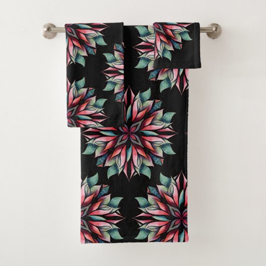 Poinsettia Kerstmis Floral Elegant Pattern Bad Handdoek (Insitu)