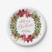 Poinsettia Kerstmis - Gepersonaliseerd Papieren Bordje (Voorkant)