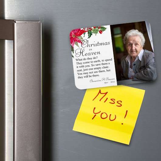 Poinsettia Kerstmis in de hemel Memorial Foto Magneet