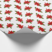 Poinsettia Kerstmis op wit Cadeaupapier (Hoek)