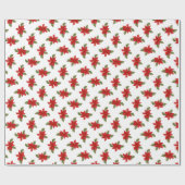 Poinsettia Kerstmis op wit Cadeaupapier (Vlak)