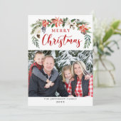 Poinsettia Kerstmis — PHOTO-groet Feestdagenkaart (Staand voorkant)