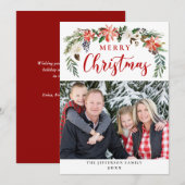 Poinsettia Kerstmis — PHOTO-groet Feestdagenkaart (Voorkant / Achterkant)