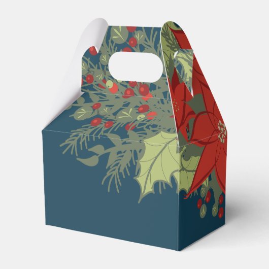 Poinsettia Kerstmis swag, Gable Favor Box Bedankdoosjes (Achterkant)