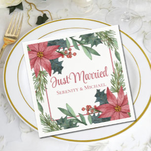 Poinsettia Kerstmis  Winter Net Getrouwd Trouwen Servet