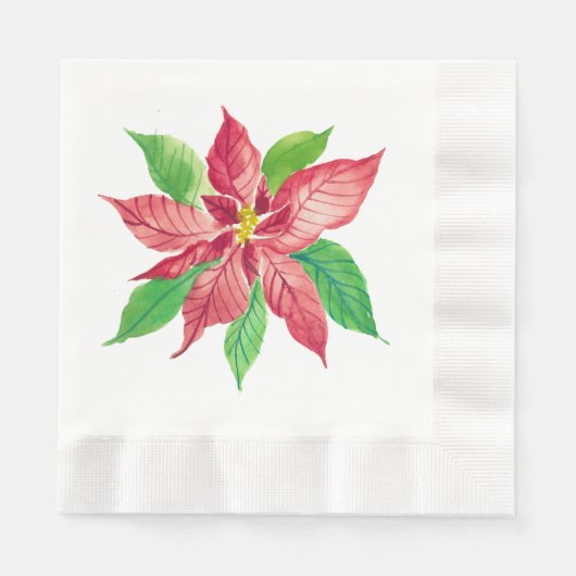 Poinsettia kerstpapier Napkins Servet (Voorkant)