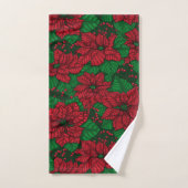 Poinsettia, kerstpatroon bad handdoek (Handdoek)