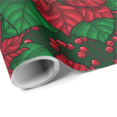 Poinsettia, kerstpatroon cadeaupapier (Rol Hoek)