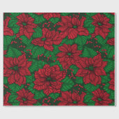 Poinsettia, kerstpatroon cadeaupapier (Vlak)