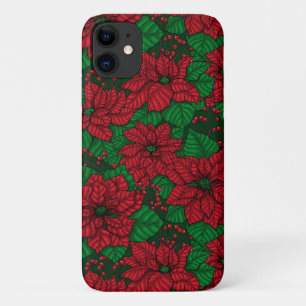 Poinsettia, kerstpatroon Case-Mate iPhone case