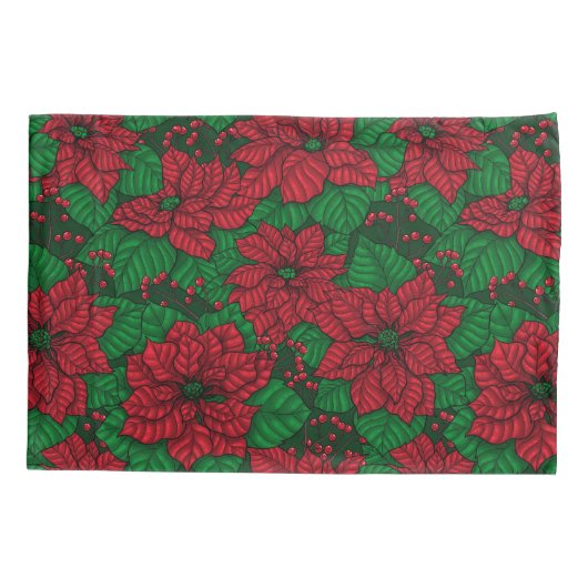 Poinsettia, kerstpatroon kussensloop (Achterkant)