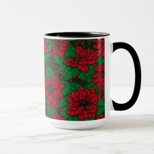 Poinsettia, kerstpatroon mok (Rechts)