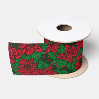 Poinsettia, kerstpatroon satijnen lint