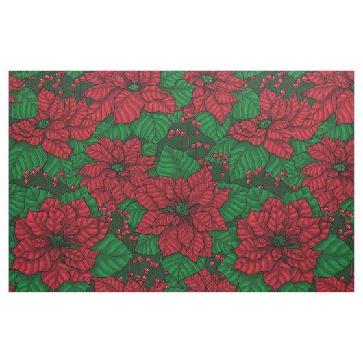Poinsettia, kerstpatroon stof (Fat Quarter)