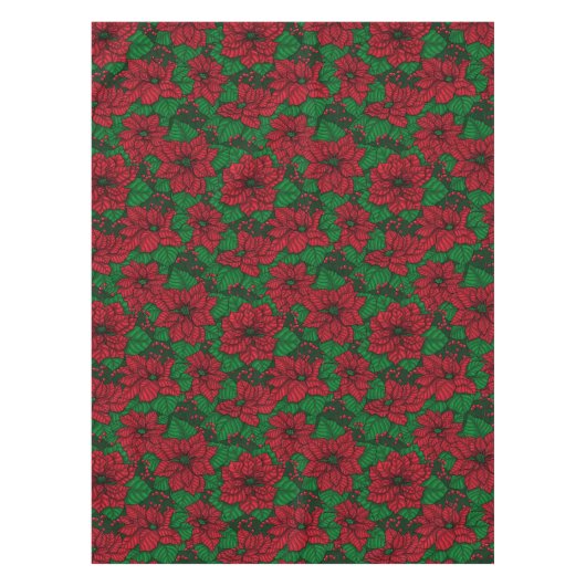 Poinsettia, kerstpatroon tafelkleed (Voorkant)