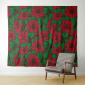 Poinsettia, kerstpatroon wandkleed (In Situ (horizontaal))
