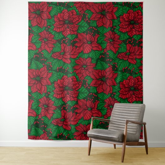 Poinsettia, kerstpatroon wandkleed (In situ)