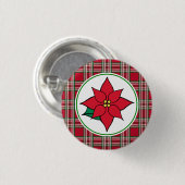Poinsettia Kerstvakantie Button Pin (Voorkant /achterkant)