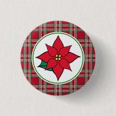 Poinsettia Kerstvakantie Button Pin (Voorkant)