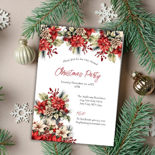 Poinsettia Kerstvakantie Feest Kaart