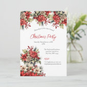 Poinsettia Kerstvakantie Feest Kaart (Staand voorkant)