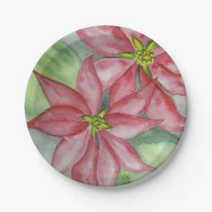 Poinsettia Kerstvakantie Feest Papieren Bordje