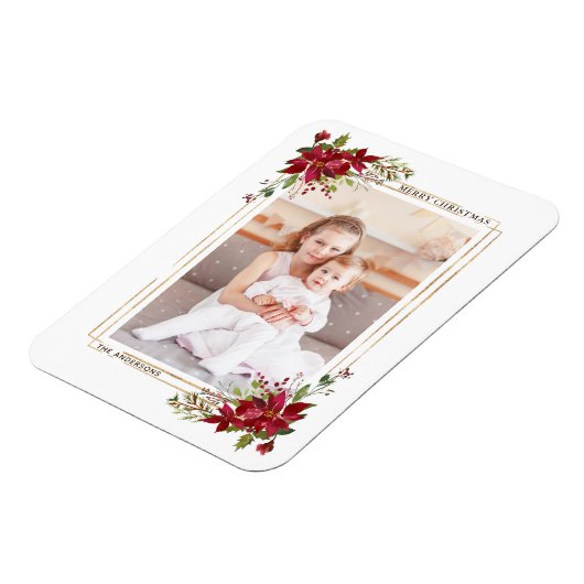 Poinsettia Kerstvakantie foto magneet (Linkerzijde)