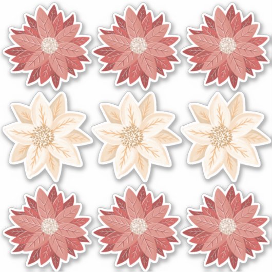 Poinsettia Kerstvakantie Vinyl Stickers (Voorkant)