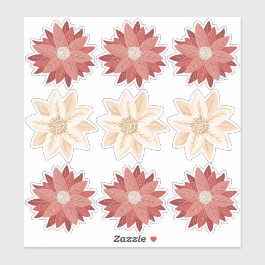 Poinsettia Kerstvakantie Vinyl Stickers (Vel)
