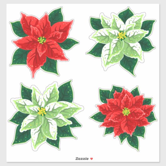 Poinsettia kerstventilator  Floral Pattern Sticker (Vel)