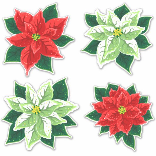 Poinsettia kerstventilator  Floral Pattern Sticker (Voorkant)
