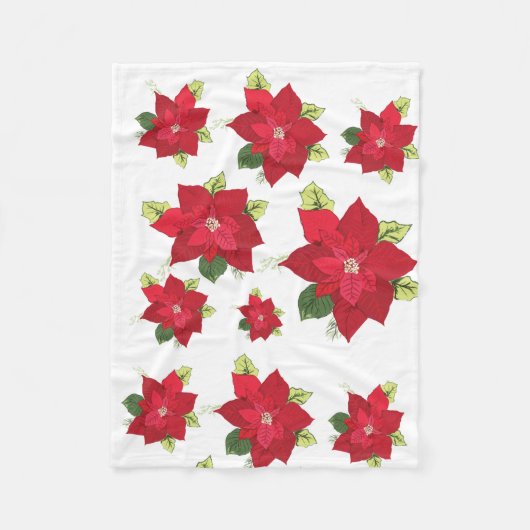 Poinsettia kerstventilator Vleekbank Fleece Deken (Voorkant)