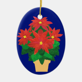 Poinsettia kerstversiering keramisch ornament