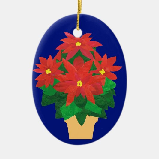 Poinsettia kerstversiering keramisch ornament (Voorkant)