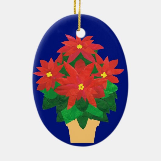 Poinsettia kerstversiering keramisch ornament (Achterkant)